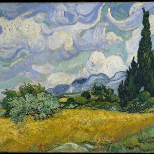 Wheat Field With Cypresses